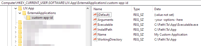 Screenshot of regedit.exe showing the values described above.